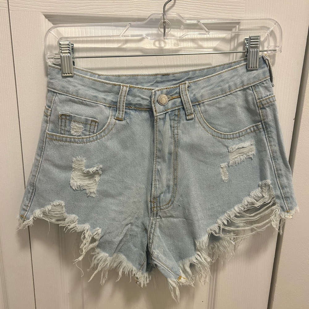 light wash denim shorts